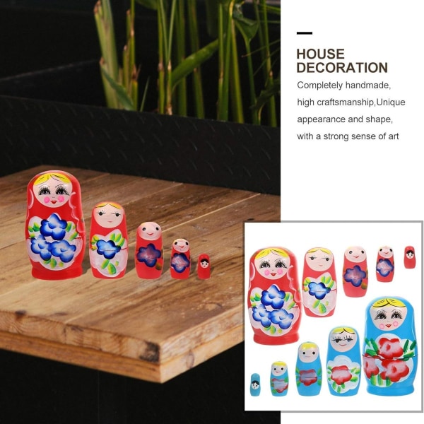 2 Set Ryska Nesting Dolls, Ryska Nesting Dolls för Barn, Trädockor KLB