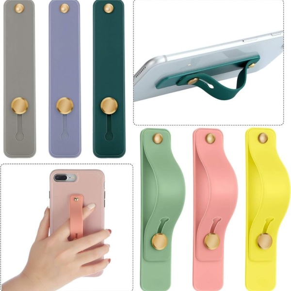 Avtakbar mobilholder med stativ, elastisk mobiltelefon, lyse farger