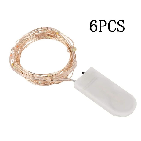 Förpackning med 6 LED-ljusslingor batteri, 2M 20 LED koppartrådsljusslingor KLB