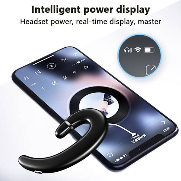 Bluetooth-hörlurar med öronkrok, headset utan svart