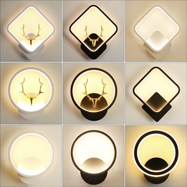 Indendørs lille væglampe enkel rund seng lampe soveværelse sengside kreativ gang korridor dekorative lamper (træ)