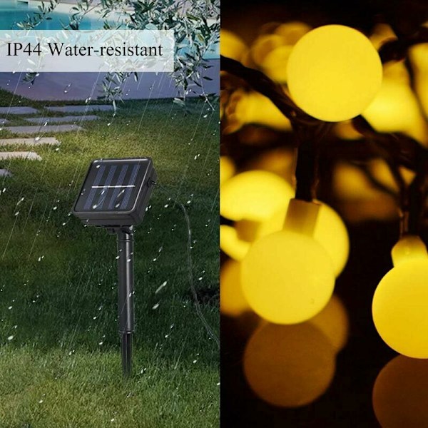 CMODIHI Solcelle guirlande, Varm hvid guirlande 50 LED'er på 7 meter KLB