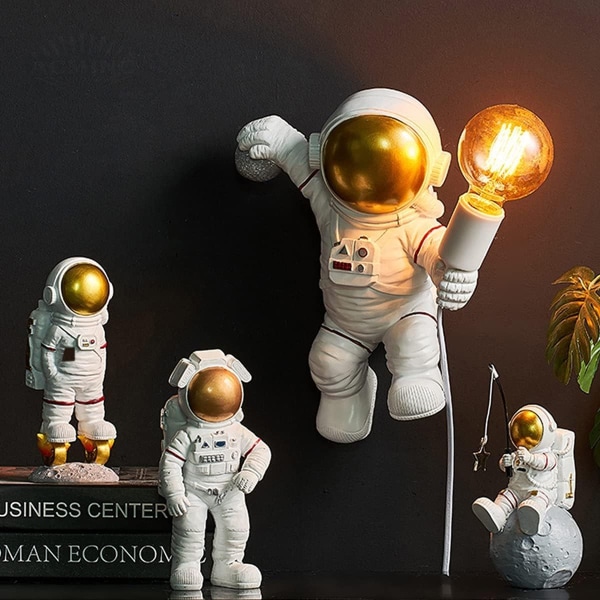 Børnevæglampe, moderne astronaut-væglampe, E27 natlampe, hvid KLB