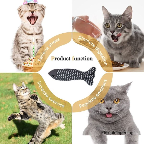 Inomhus Catnip Leksak Katt Söta Fisk Grå KLB