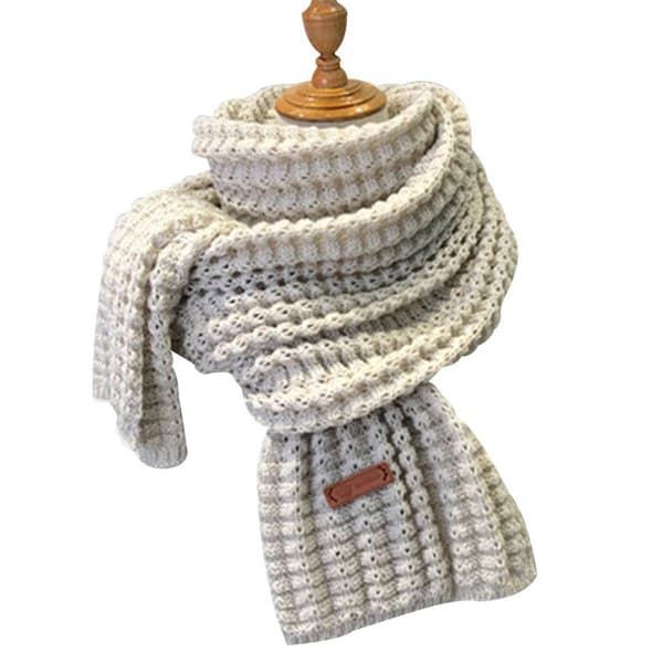 Dameull ullskjerf, allsidig, dobbel bruk, høst/vinter, beige