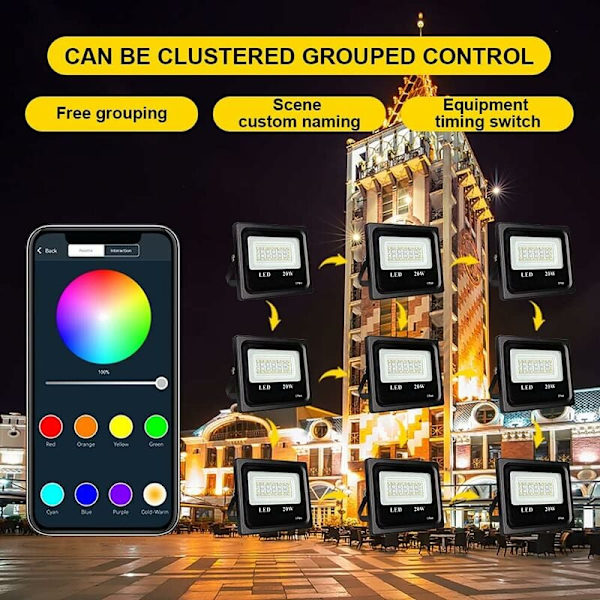 Erä 2 RGB LED -projektori 20W, väriprojektorivalo Bluetooth-ohjattu sovelluksen kautta sisä- ja ulkovalaistus IP66 vedenpitävä festivaali-iltaan KLB