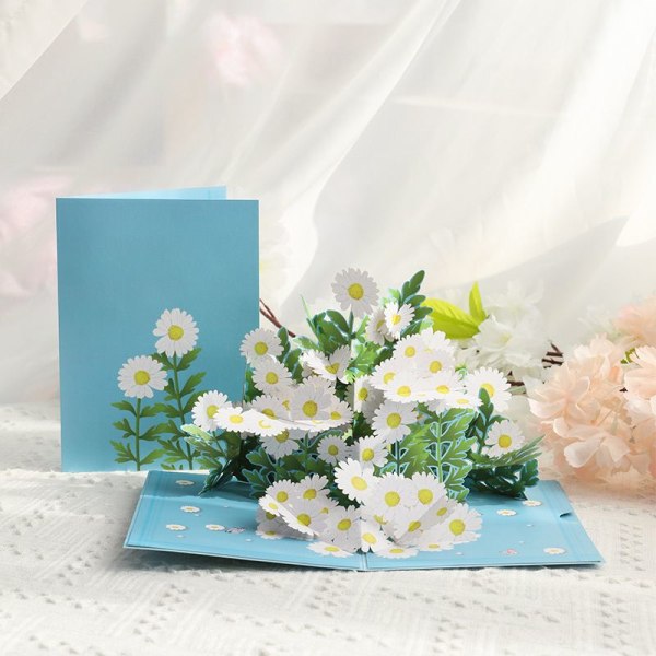 Popup-kort med blomster "Daisy with butterfly" 3D-blomsterkort til kvinder(fødselsdagskort god forbedring tak 12,8-