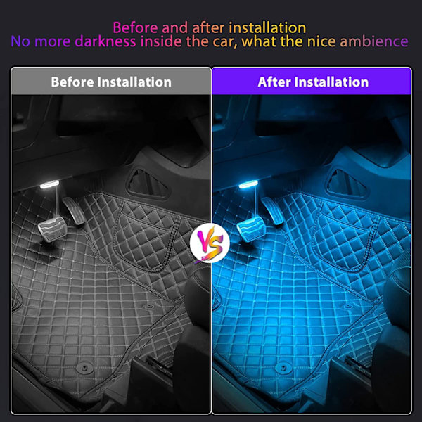 2 kpl RGB-auton sisävalot, kosketuskytkimellä varustettu auton sisävalo, LED-auton sisävalo, monivärinen auton tunnelmavalaistus USB-portilla