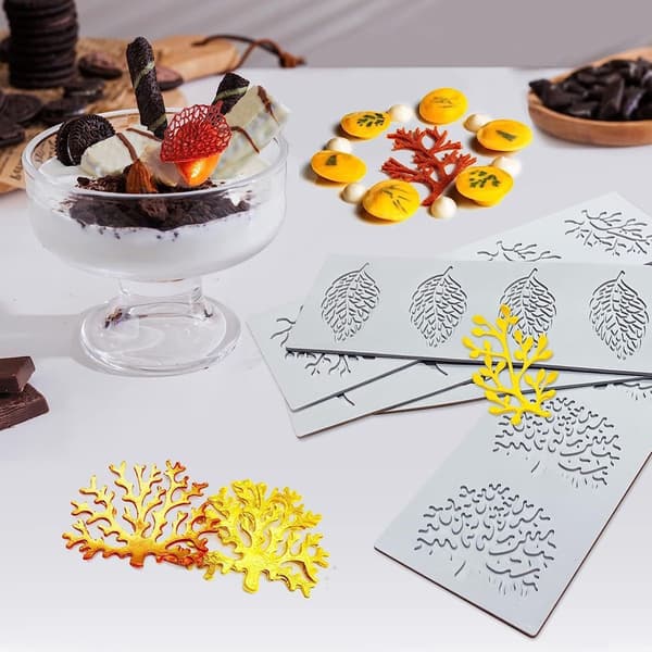 5PCS Blade Former Silikonbageforme Fondantforme, Hul 3D Koralgren