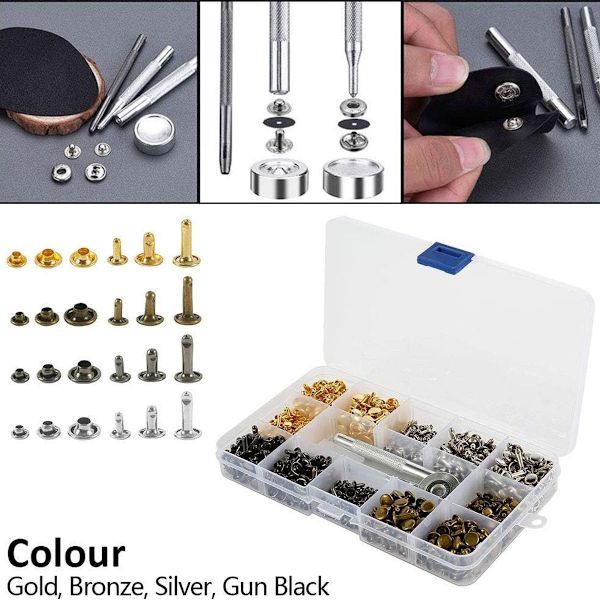 360 st kapslar nitar 4 färger metall nitar set fixering KLB