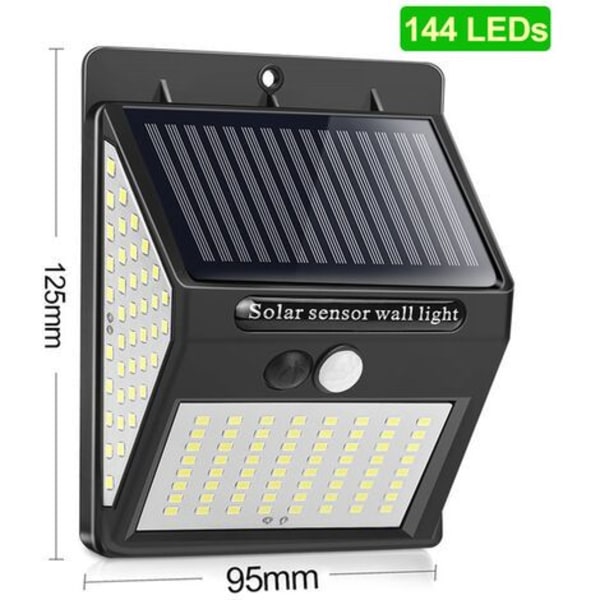 140Leds Solcelle Væglampe, 3 Sidet LED Lyskilde