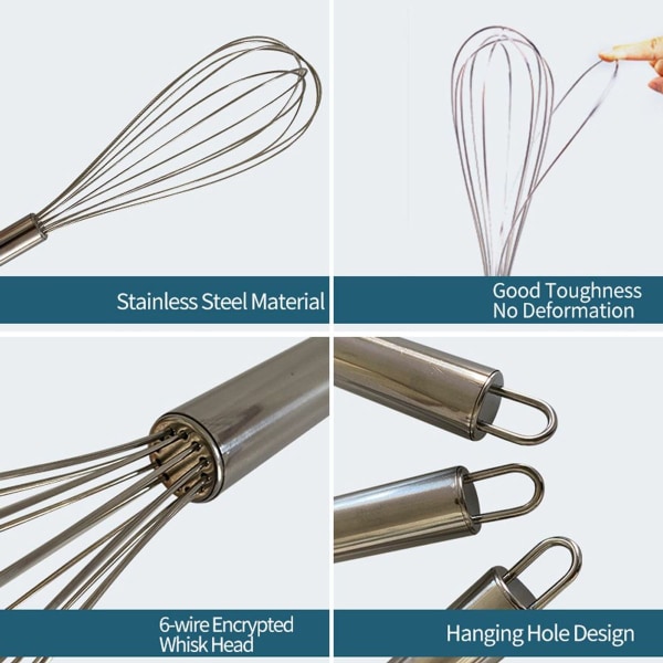 Rostfritt stål äggvisp bakverktyg, manuell äggvisp 12 tum KLB