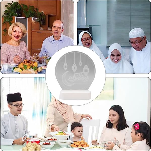 Eid Mubarak nattlys Ramadan RGB LED 3D Base Muslim KLB