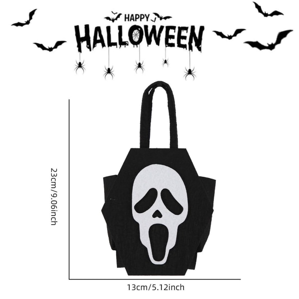 Pakke med 2 filt-Halloween-godteriposer for triksing eller behandling av Halloween