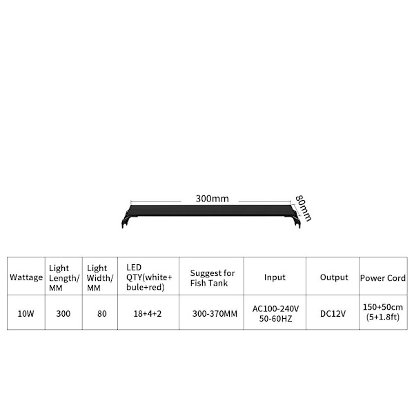 LED-akvariebelysning Akvarie-LED-belysning 10W 3-tilstands justerbar lysstyrke RGBW-lys LED-lampe til 30-45 cm akvarium med timing