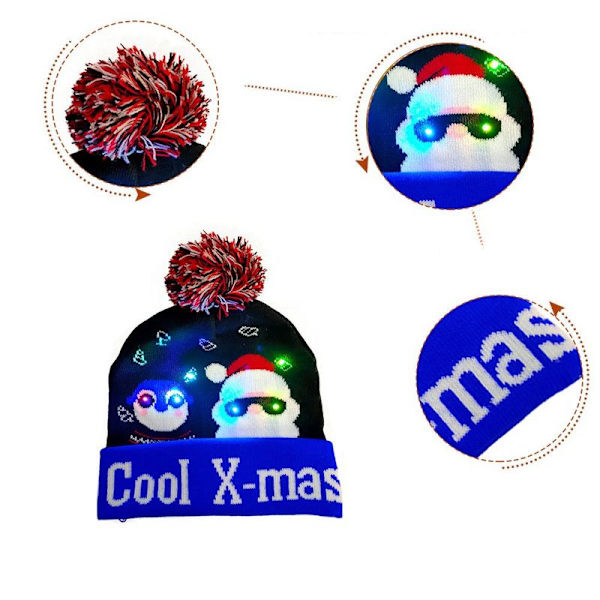 Lysende julehat, julehat med LED-lys, stil 6