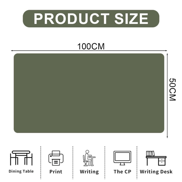 100x50cm Vedenpitävä Pöytä Imu Suoja Hiirimatto Suuri Sotilasvihreä
