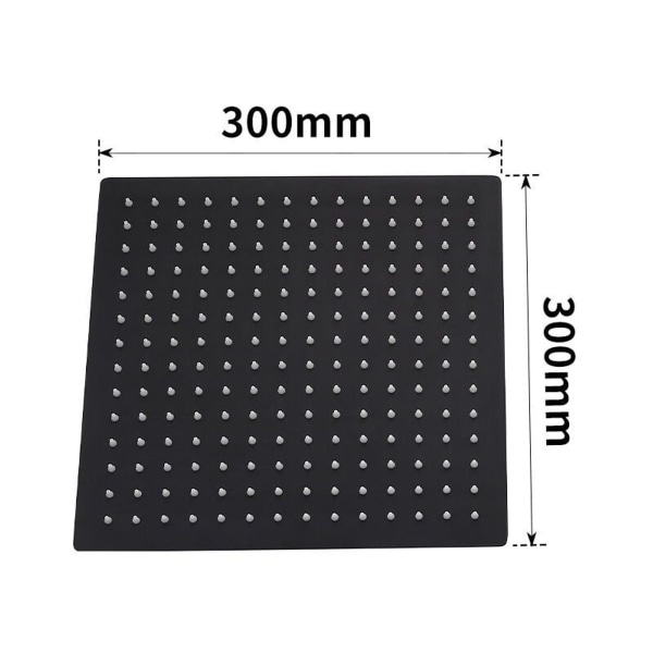 Kvadratisk dusjhode 30*30cm Svart dusjhode Rustfritt stål Universell type