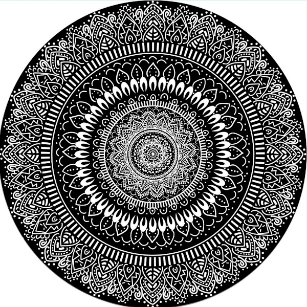 Inomhus- och utomhusmatta rund runt blomman svart 120x120cm inomhus och utomhus KLB