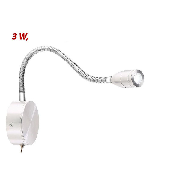 LED-svanhalslampa - läslampa för säng, väggmontering, 3W kallvitt KLB