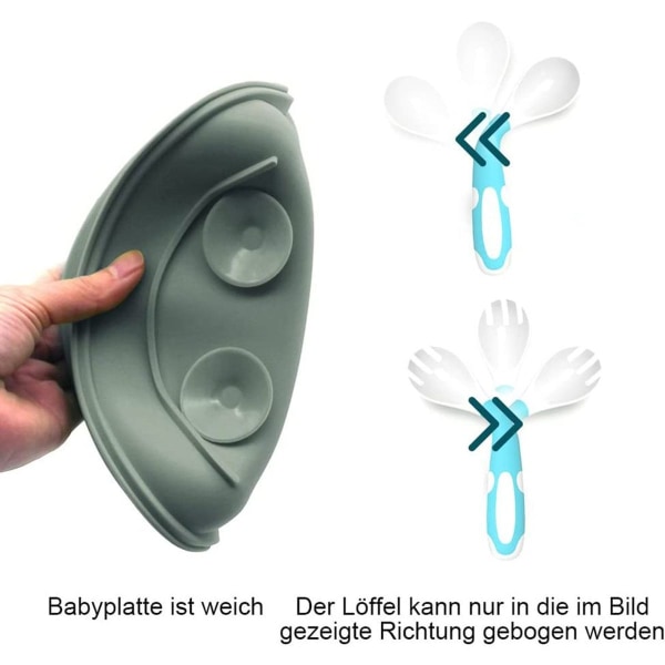 Babytallerken, skridsikker silikone dækkeserviet til baby, småbørn og børn, KLB