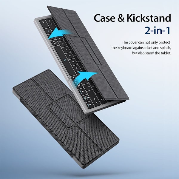 Universell Bluetooth-tangentbord med fodral och stativ, uppladdningsbar