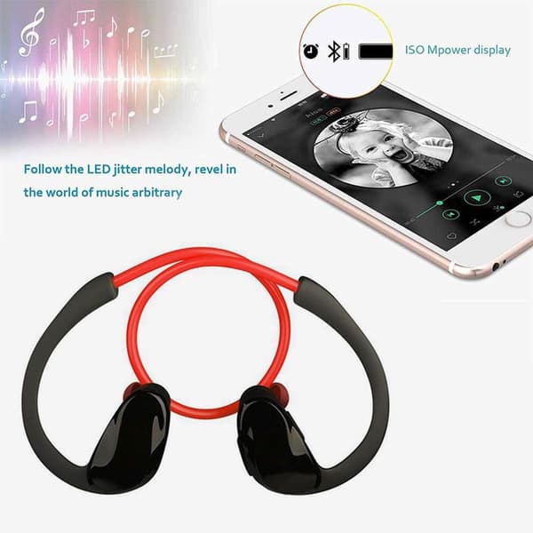 Bluetooth-hörlurar, sport-hörlurar, vattentäta, 12 röda