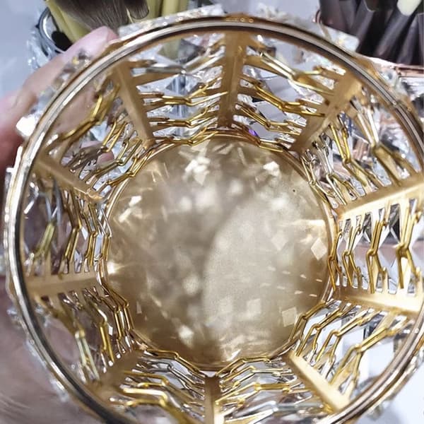 Akryl Makeupborsthållare Organizer Klar Penna Guld