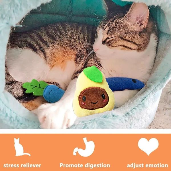 4 st söta katt leksaker kattunge interaktiva leksaker frukt stil 5 KLB