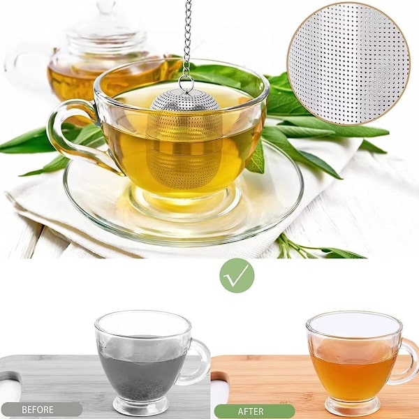 Tesil til løs te, 2 stk. rustfrit stål te-infuser si, te-si - KLB
