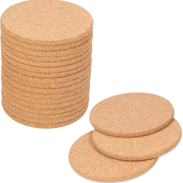 KLB-underlägg i kork, runda, retro, 20-pack