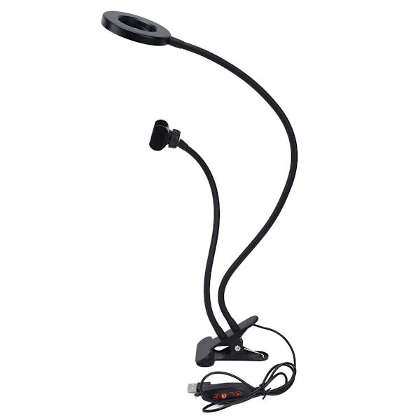 Justerbar multifunktionel USB selfie ringlys til mobiltelefoner KLB