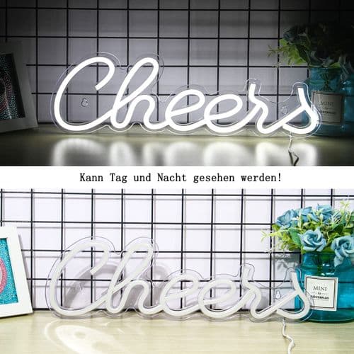 Cheers Neon-skylt för väggdekoration Vit LED-skylt Öl Neon Bar-skylt