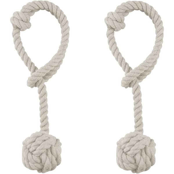 Gardinstop Beige 64cm, 2 stk. Gardinstop, Håndstrikkede Gardinstop, Gardinreb Stop, Gardiner-
