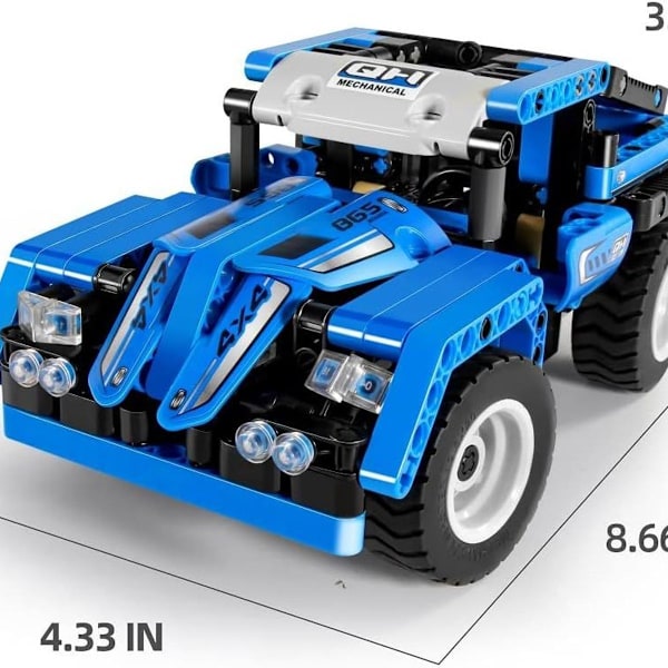 STEM-byggleksaker 2 i 1 Pickup/Racing Model Fjärrkontrollbil KLB