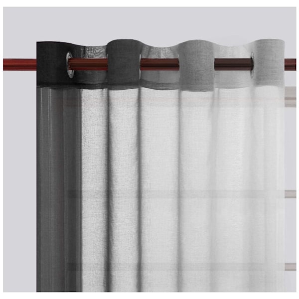 Gradientfärgade halvlinnetyger perforerade mörkläggningsgardiner 2-pack (svart, 132x244cm, med perforeringar) KLB