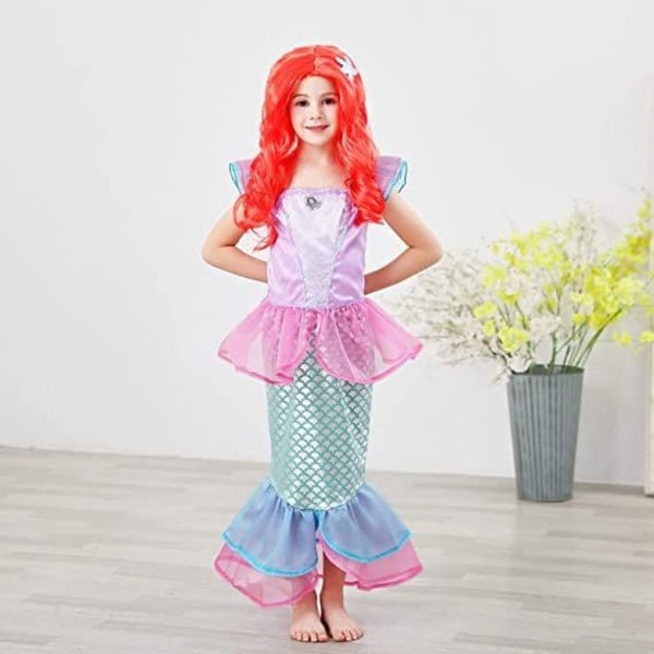 5 stk Havfrue Cosplay Kostymer Ariel Kjole for Jenter Bursdagsfest med Tiara Smykker