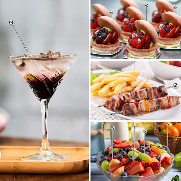 15 stk Cocktailpinner til drikkevarer, Cocktail tannpirkere i rustfritt stål, KLB