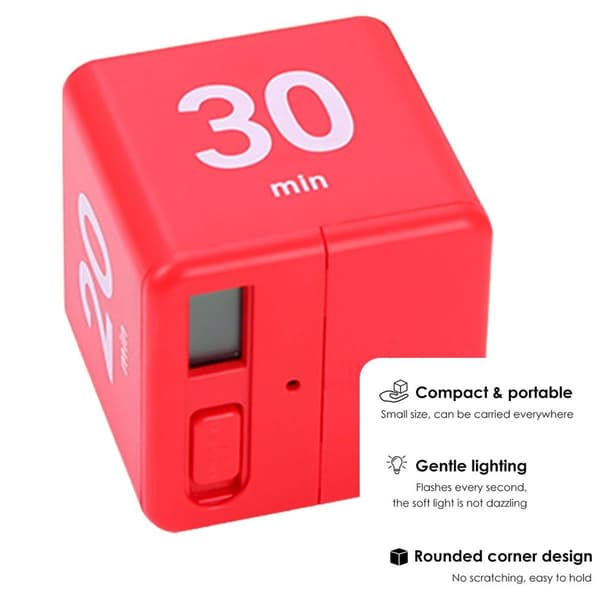 Kube-timer, tyngdekraftsensor, flip-timer, barneklokke, treningsklokke, rød