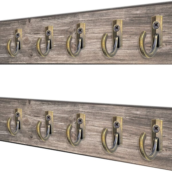Pakke med 10 jernkroker, metallkroker, veggkroker, antikk messing, retro bronse design, 23mm, pakke med 10 skruer inkludert
