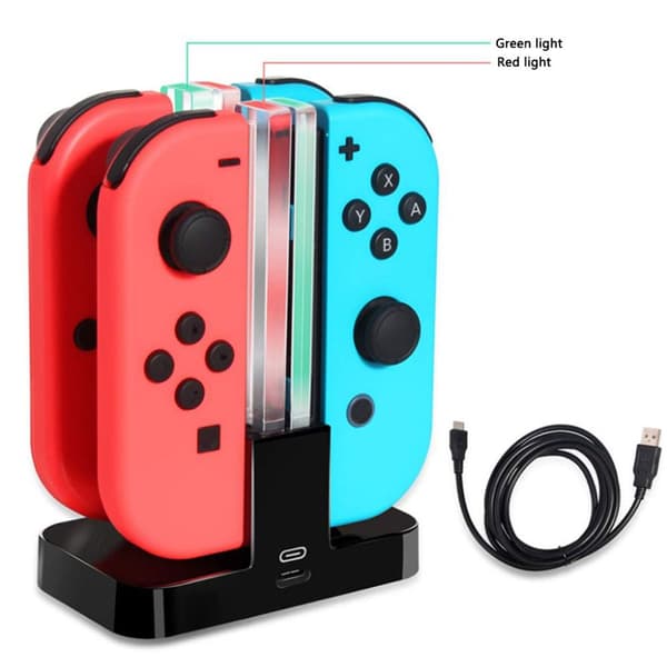 Nintendo Switch 4 i 1 oplader - LED-display, bærbar KLB