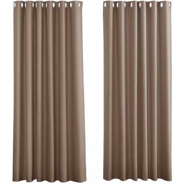 Termiske mørkleggingsgardiner, Taupe stuegardin med hemper Isolerende gardiner Anti-kulde Lang blokk for bedre søvn, 2x L 132 XH 160 cm, Taupe KLB