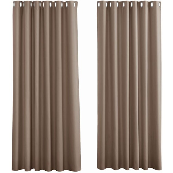 Thermal Blackout Curtains，Taupe Living Room Curtain with Eyelets Insulating Drapes Anti Cold Long Block for Better Sleep, 2x L 132 XH 160 cm，Taupe KLB