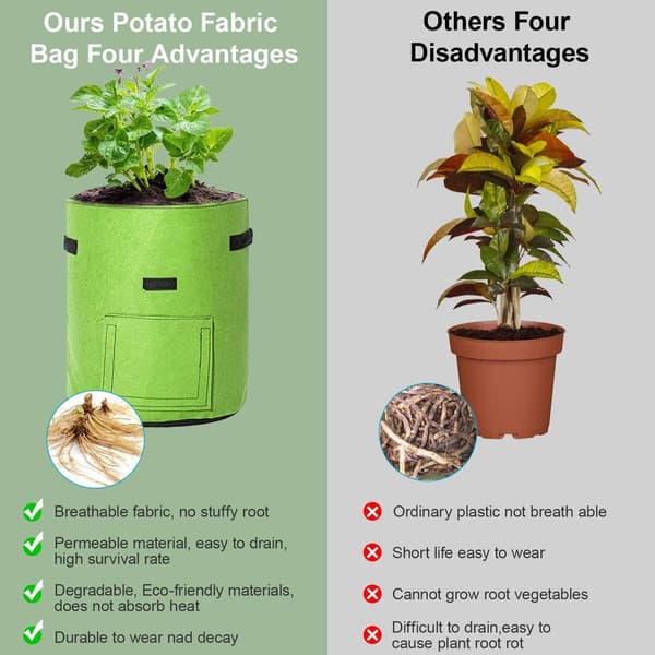 10 Gallon Potatisodlingsväskor med flik, 2-pack, tjocka