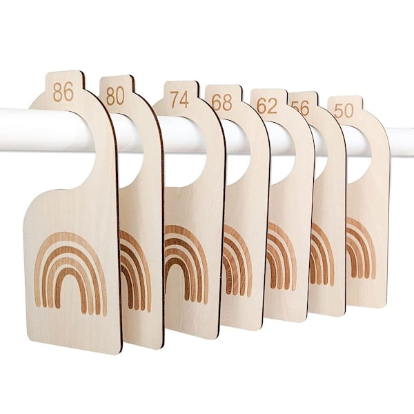 VaJa Baby Wooden Size Separator, 7 Clothing Sizes, 50-86, Wardrobe Sorting by
