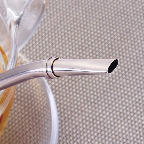 Yerba Mate te-sugerør i rustfrit stål, Yerba Mate te-sugerør, ske-sugerør, sølv