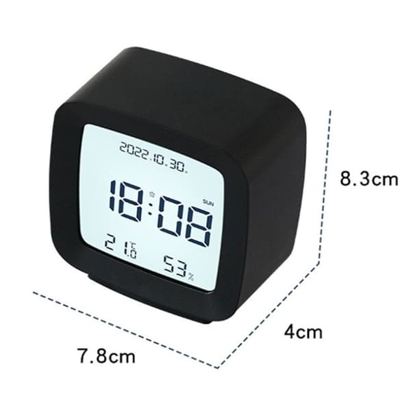 Mini multifunktionskalender väckarklocka, sängbordstemperatur och fuktighetsklocka (vit)