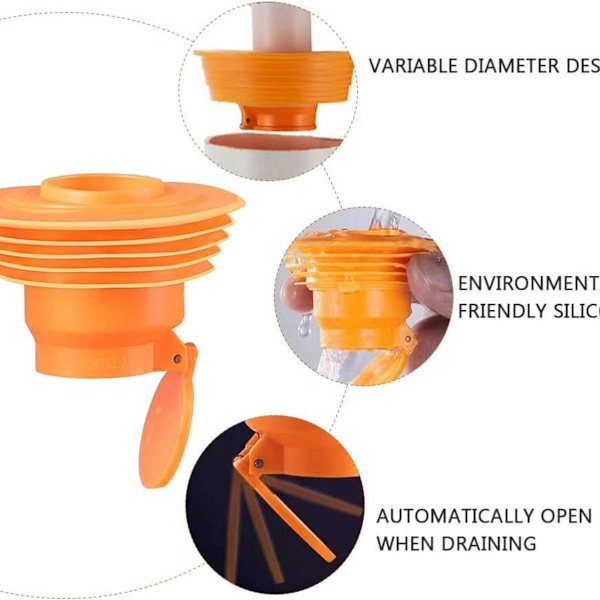 Køkkenafløbsrør kloakforsegling ringe, deodorant silikone ring (orange)