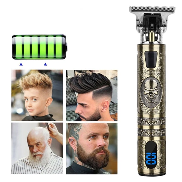 Herretrimmer T9 Vintage - Style6, multifunksjonelt sett, ultraskarpt, LED-skjerm KLB
