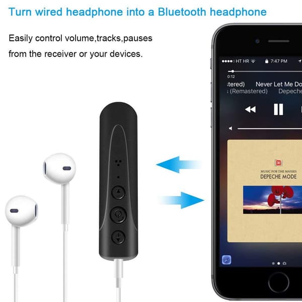 Bluetooth-mottaker, mini Bluetooth 3.5mm AUX-adapter håndfrisett KLB
